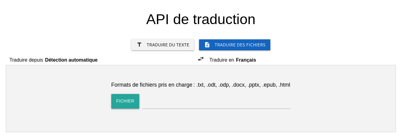 LibreTranslate application interface